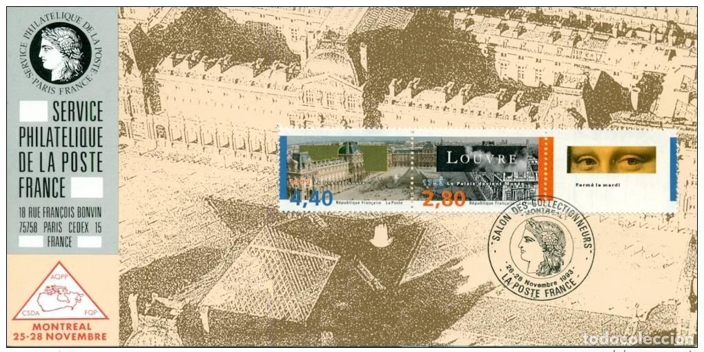 Sellos: 112 Exposici&oacute;n oficial de mapas Montreal 1993 FDC Louvre Par&iacute;s Mona Lisa