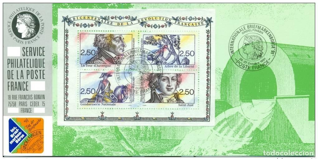 Sellos: 080 Mapa oficial Exposici&oacute;n Sindelfingen 1991 Francia FDC Revoluci&oacute;n Francesa