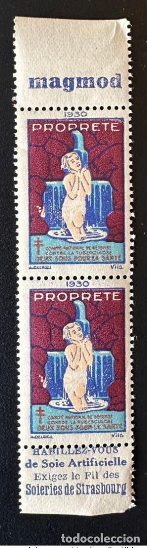 Sellos: Francia 1930 Limpieza de la tuberculosis antituberculosa Magmod Soieries Strasbourg