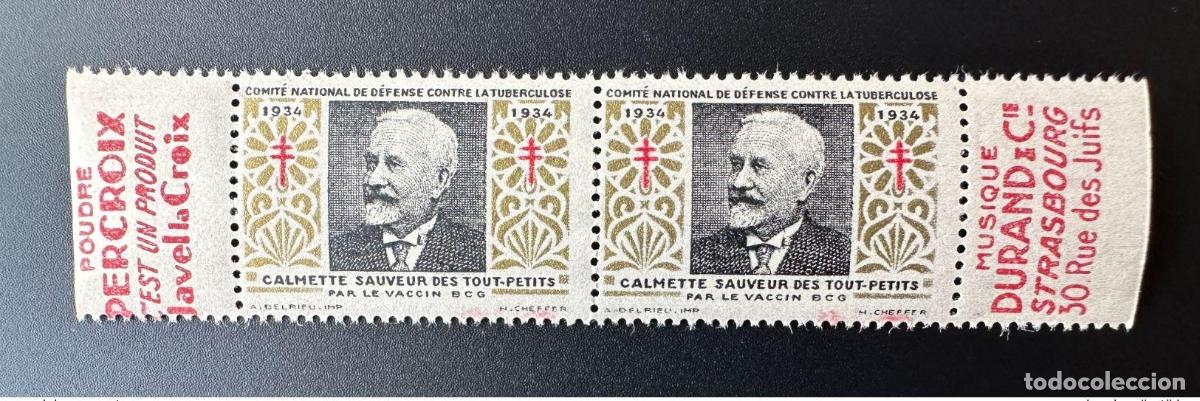 Sellos: Francia 1934 Medicamento antituberculoso Calmette Javel Percroix Music Durand Strasbourg