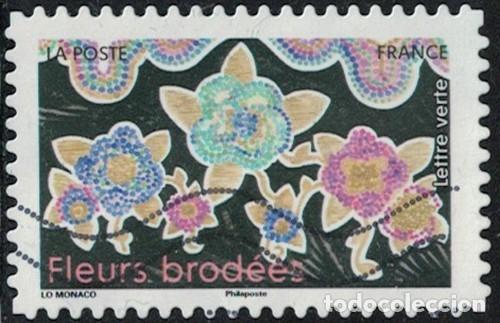 Sellos: Francia 2025 Oblit&eacute;r&eacute; Used Sixi&egrave;mes Fleurs Brod&eacute;es Y&T FR 2581