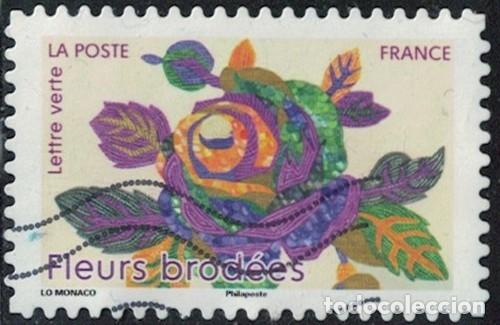 Sellos: Francia 2025 Oblit&eacute;r&eacute; Used Troisi&egrave;mes Fleurs Brod&eacute;es Y&T FR 2578