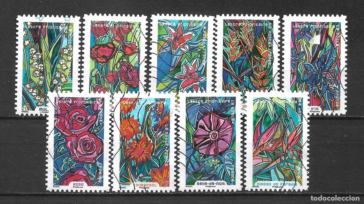 Sellos: francia 2016 lote 9 sellos usado flores a granel - 6/34