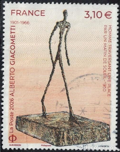Sellos: Francia 2026 Oblit&eacute;r&eacute; Used Alberto Giacometti Sculpture Y&T FR 5948 SU
