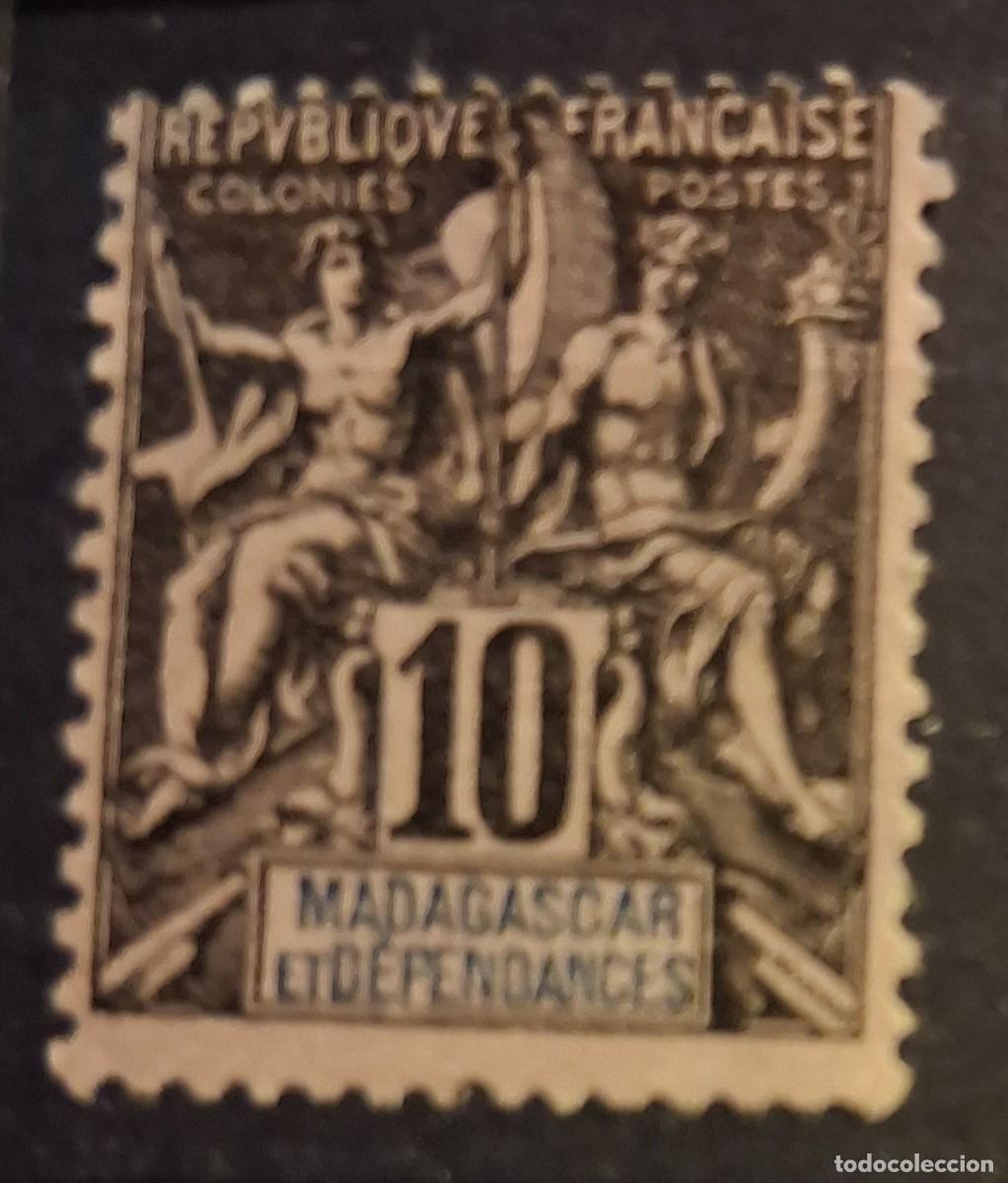 Sellos: FRANCIA, MADAGASCAR, 1896, CAT.YT. 32.