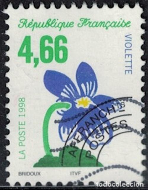Sellos: Francia 1998 Oblit&eacute;r&eacute; Used pr&eacute;oblit&eacute;r&eacute; Fleur de violette 4F66 Y&T FR 242 SU