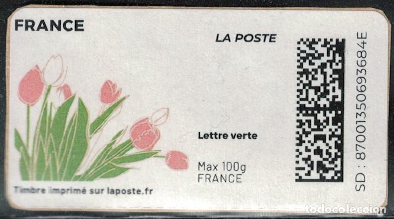 Sellos: Francia vignette sur fragment Used Mon timbre en ligne Tulipes Roses SU
