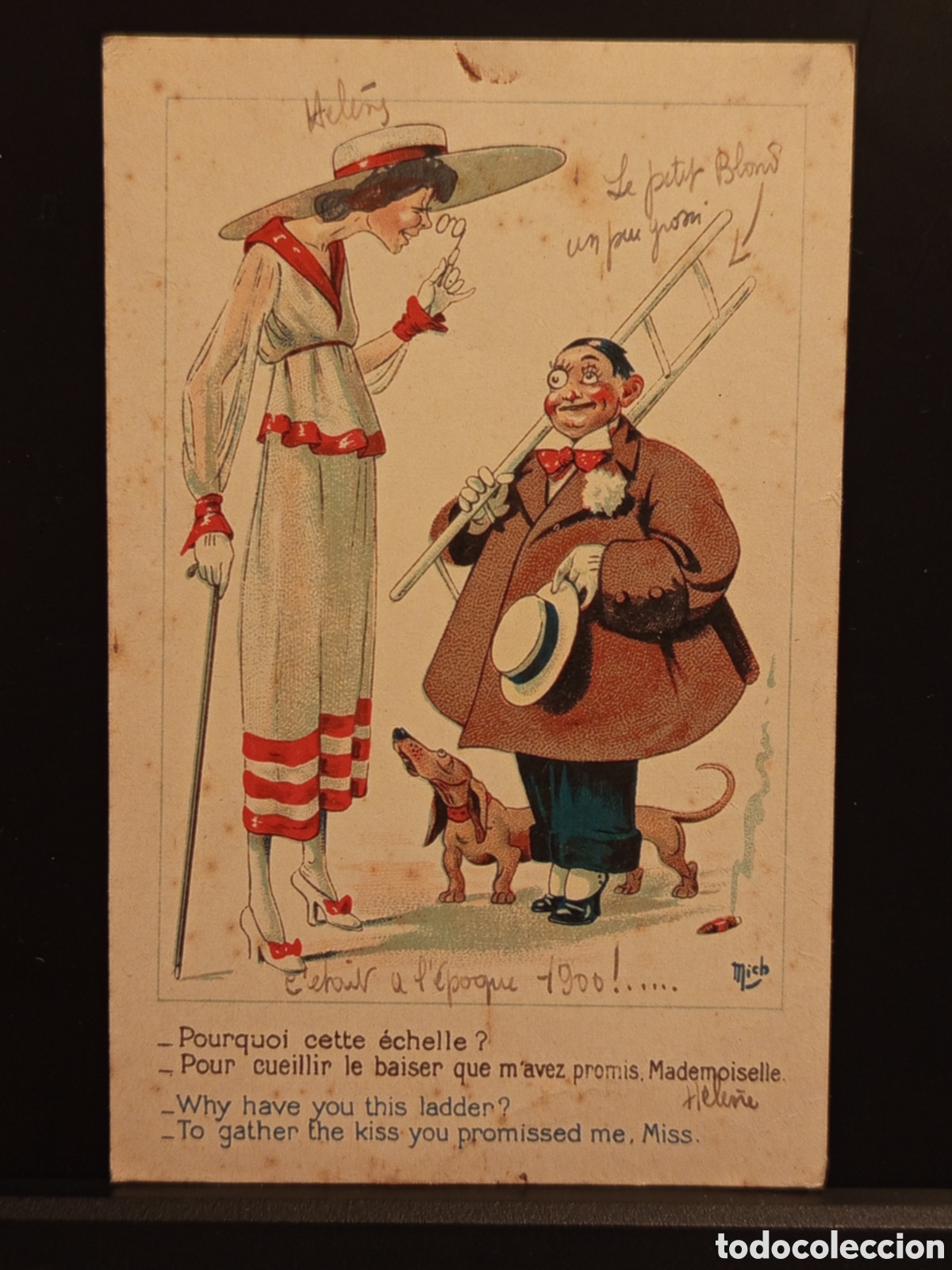 Sellos: &rdquo;Postal Humor Mich 1940 - Bunch of Jokes - Censura militar - Biling&uuml;e FR/EN&rdquo;