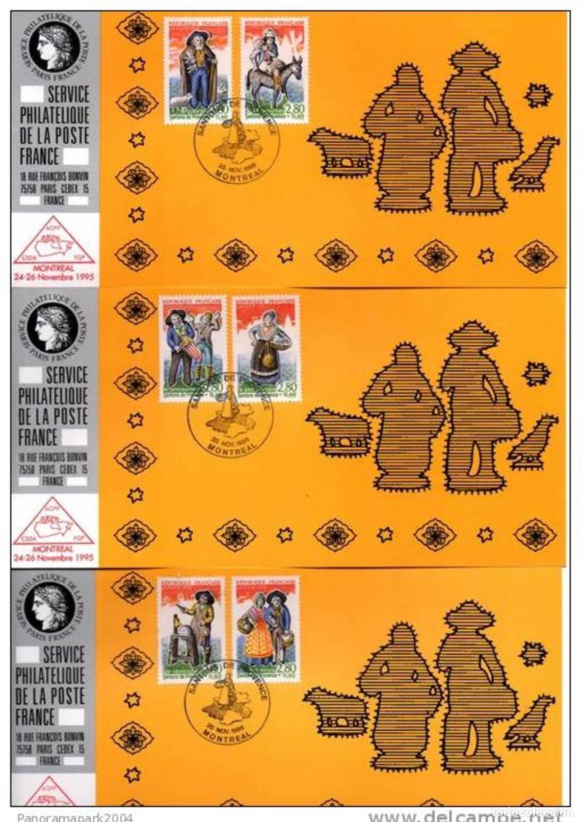Sellos: 137ABC Exposici&oacute;n oficial de mapas Montreal 1995 FDC Santons Provence Berger