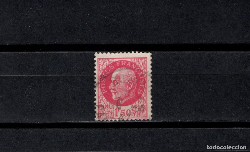 Sellos: Sello usado. Mariscal P&eacute;tain. Sello de 1,50 francos. Carm&iacute;n. 1941. Yvert 517.