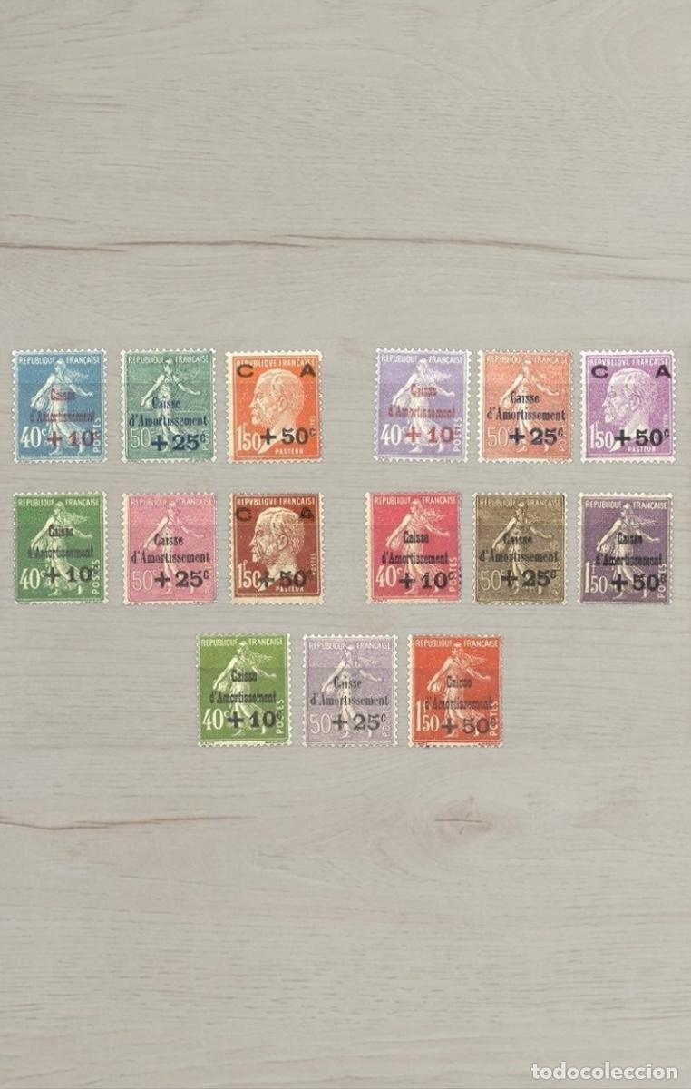 Sellos: Lote 15 Sellos de Francia 1927/1931 - Caisse d'Amortissement (Amortizaci&oacute;n) - Series Completas - Nue