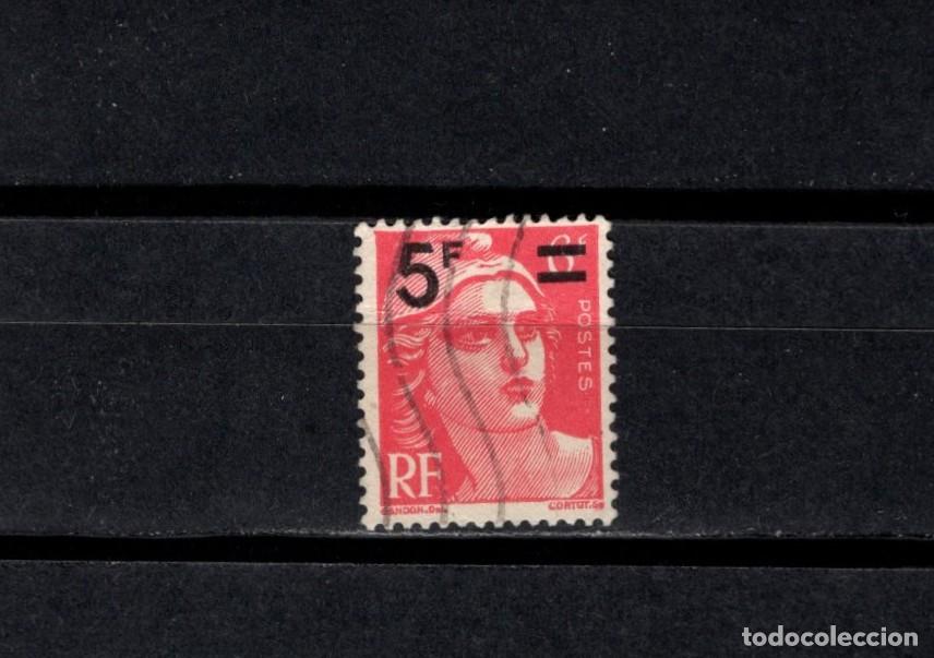 Sellos: Sello usado. Serie Marianne de Gandon. Sello de 5 francos. Preobliterado. 1949. Yvert 827.