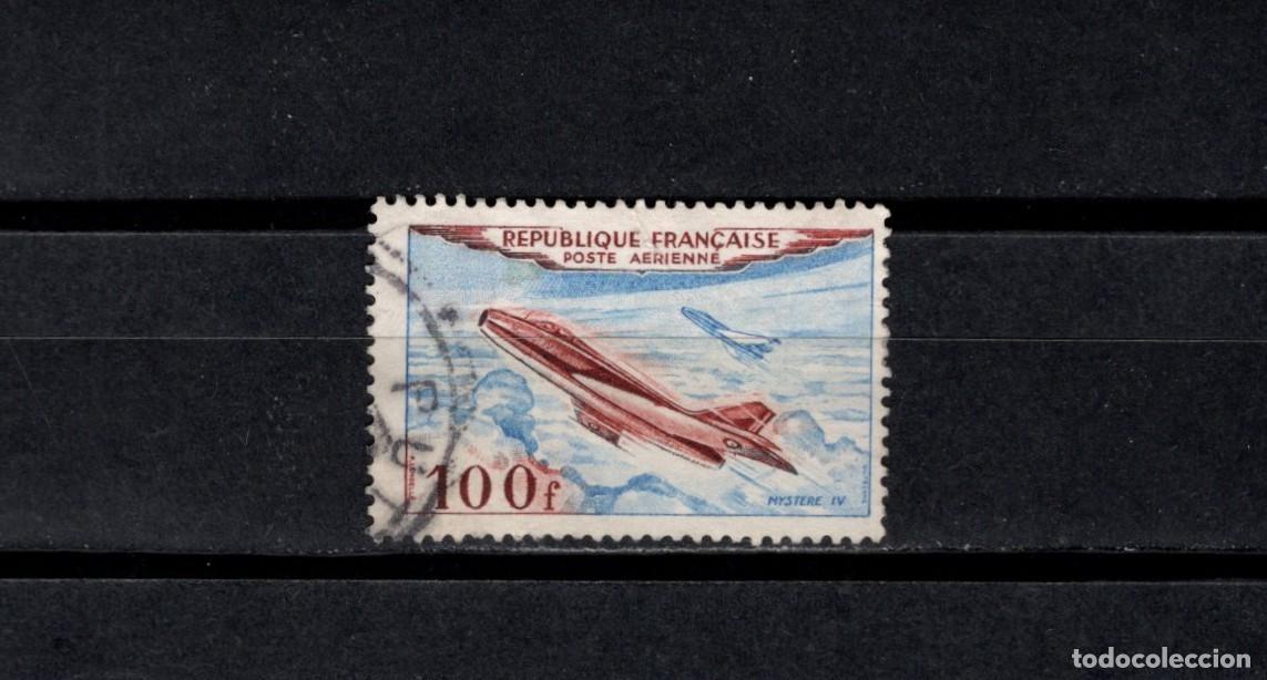 Sellos: Sello usado. Aereo. Dassault Myst&egrave;re IV. 1954. Yvert.