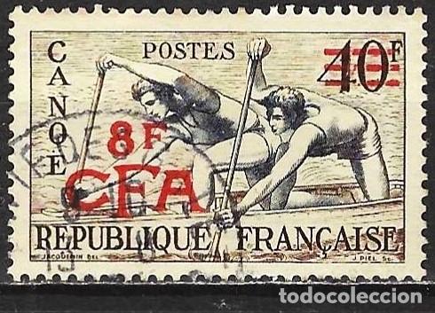 Sellos: Reuni&oacute;n 1953 - Mi 368 - YT 314 - Deporte : Pirag&uuml;ismo
