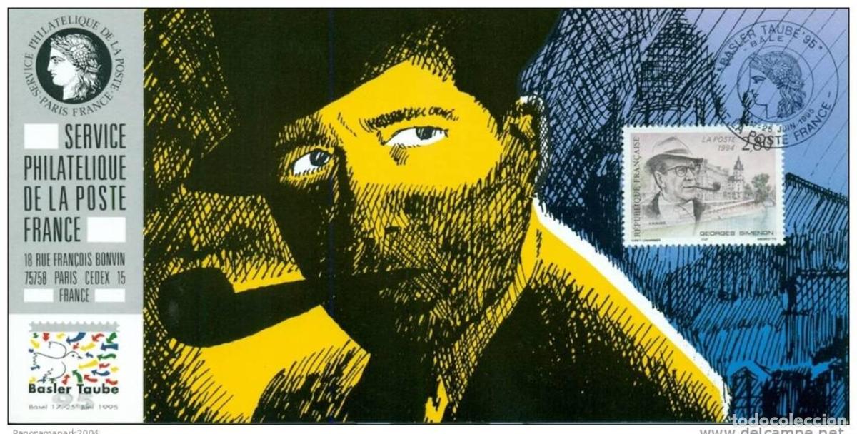 Sellos: 132 Edici&oacute;n conjunta de Georges Simenon la Feria Oficial Cartas Basilea 1994