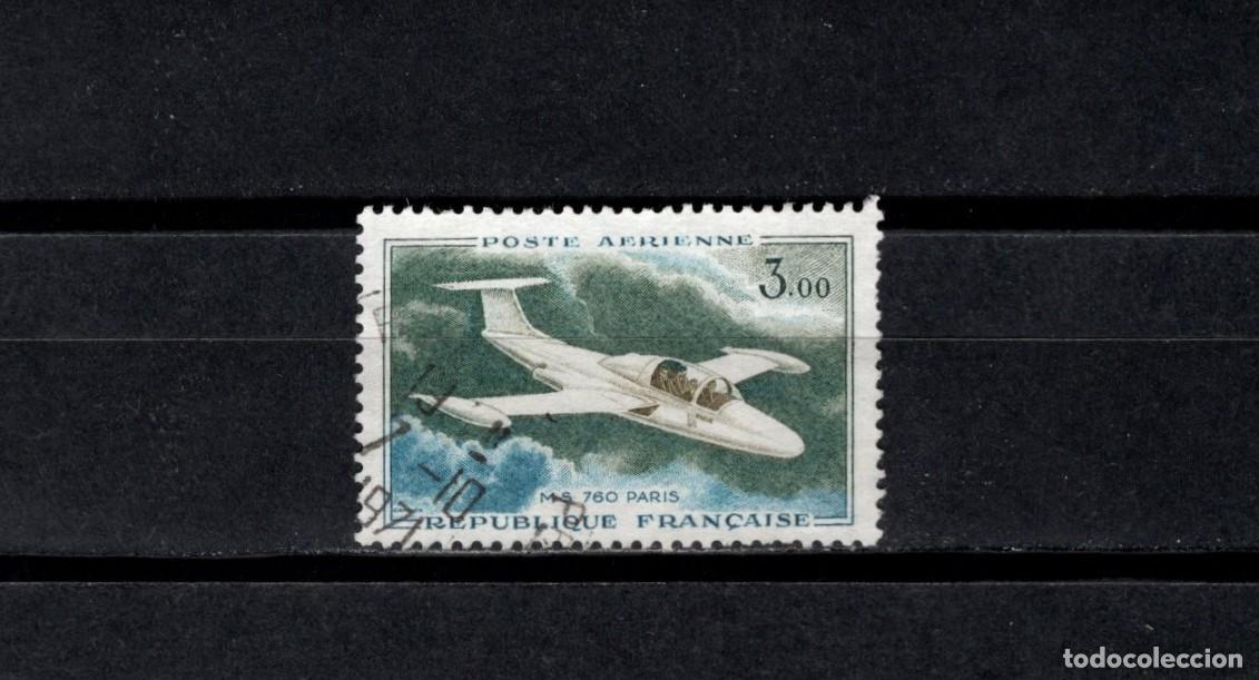 Sellos: Sello usado. Aereo. avi&oacute;n Morane-Saulnier 760 &rdquo;Paris. 1959. Yvert PA35.