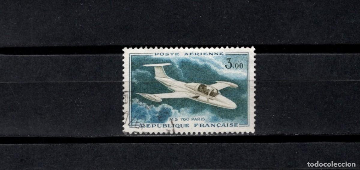 Sellos: Sello usado. Aereo. avi&oacute;n Morane-Saulnier 760 &rdquo;Paris. 1959. Yvert PA35.