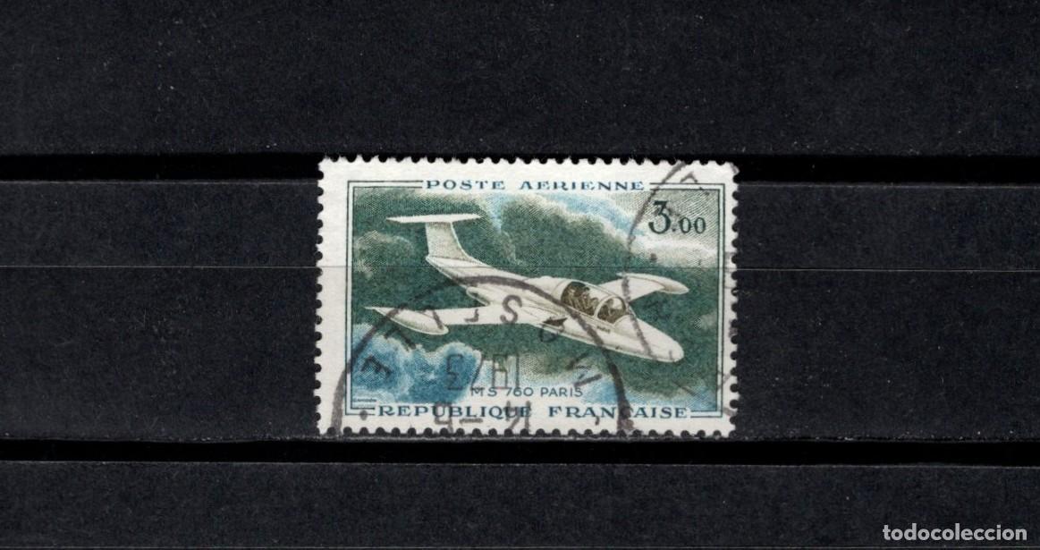 Sellos: Sello usado. Aereo. avi&oacute;n Morane-Saulnier 760 &rdquo;Paris. 1959. Yvert PA35.