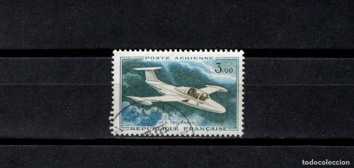 Sellos: Sello usado. Aereo. avi&oacute;n Morane-Saulnier 760 &rdquo;Paris. 1959. Yvert PA35.