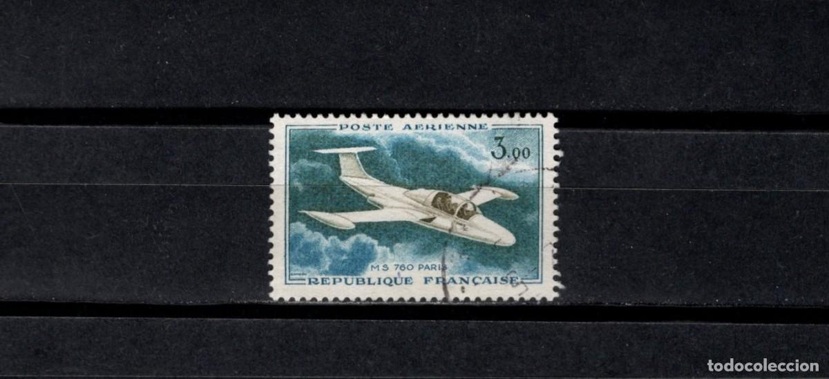 Sellos: Sello usado. Aereo. avi&oacute;n Morane-Saulnier 760 &rdquo;Paris. 1959. Yvert PA35.