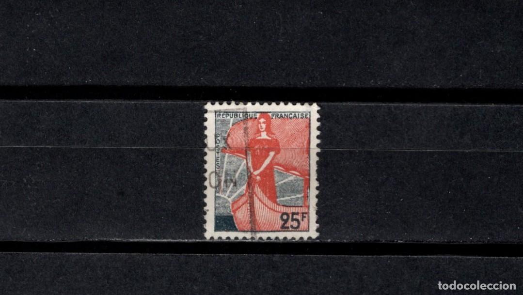 Sellos: Srllousado. &rdquo;Marianne en el barco&rdquo;. Sello de 25 francos. 1959. Yvert 1216.