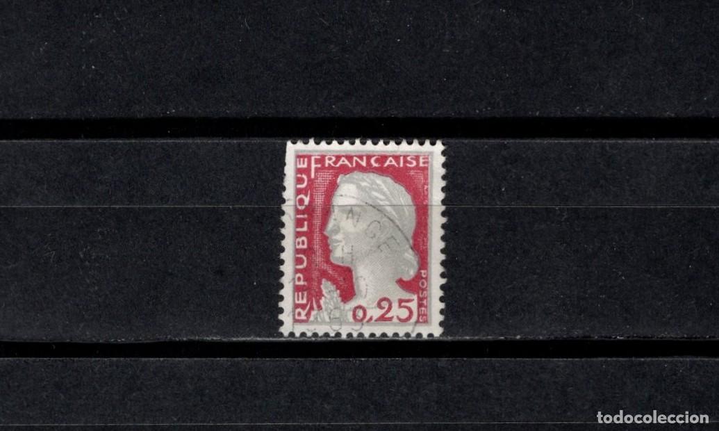 Sellos: Sello Usado. &rdquo;Marianne de Decaris&rdquo;. Sello de 0.25 francos. 1960. Yvert 1263.