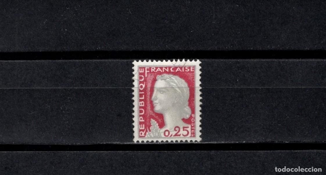 Sellos: Sello Usado. &rdquo;Marianne de Decaris&rdquo;. Sello de 0.25 francos. 1960. Yvert 1263.