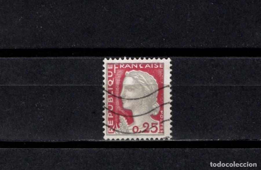 Sellos: Sello Usado. &rdquo;Marianne de Decaris&rdquo;. Sello de 0.25 francos. 1960. Yvert 1263.