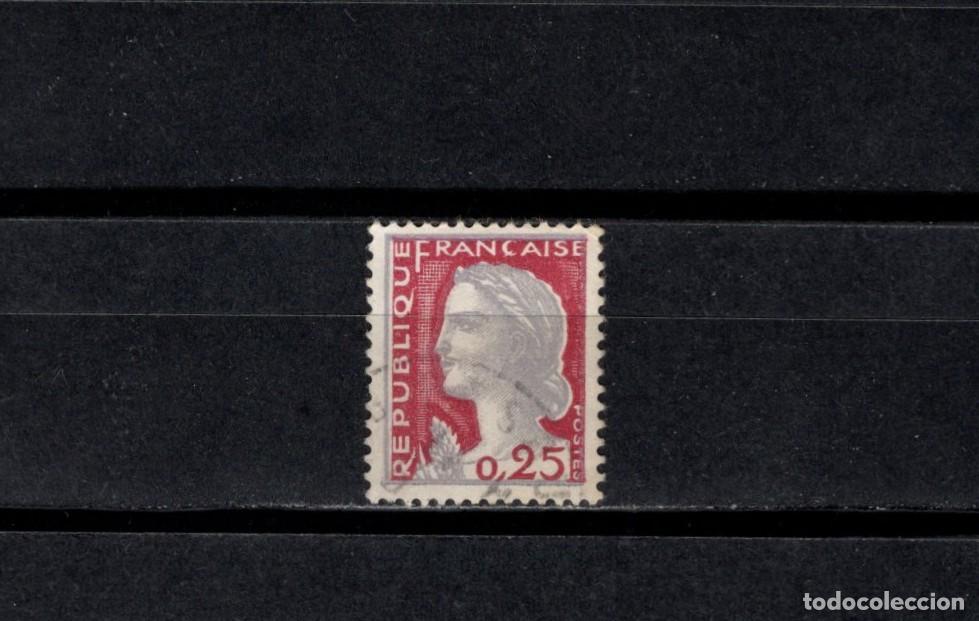 Sellos: Sello Usado. &rdquo;Marianne de Decaris&rdquo;. Sello de 0.25 francos. 1960. Yvert 1263.