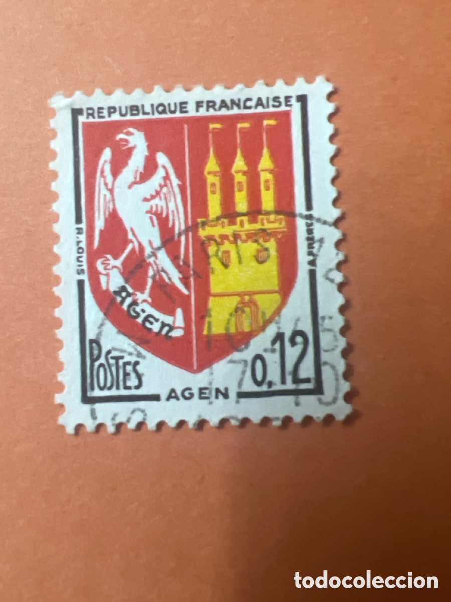 Sellos: S100. SELLO DE FRANCIA - Armoiries de villes 12c Rouge, jaune et noir