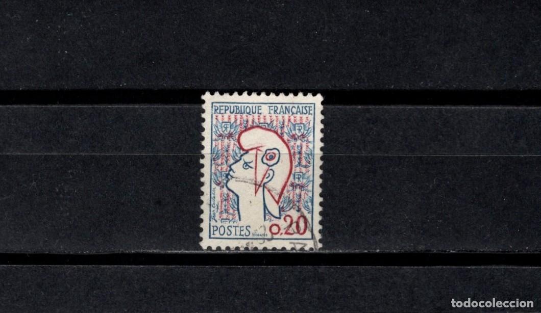 Sellos: Sello usado. Francia. 1961. Marianne de Cocteau. Sello de 0.20 francos. 1961. Yvert 1282.