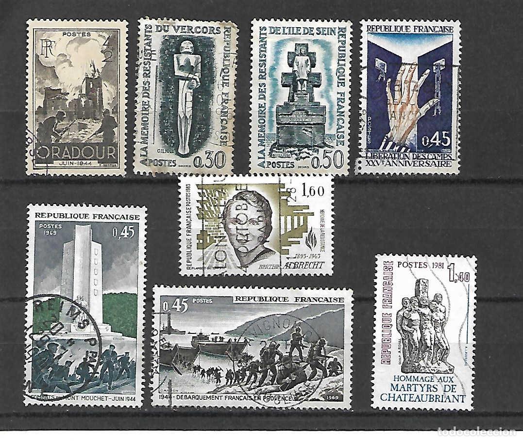 Sellos: lote de 8 sellos: 2&ordf; Guerra Mundial. Francia . Sellos a&ntilde;os 1945/83