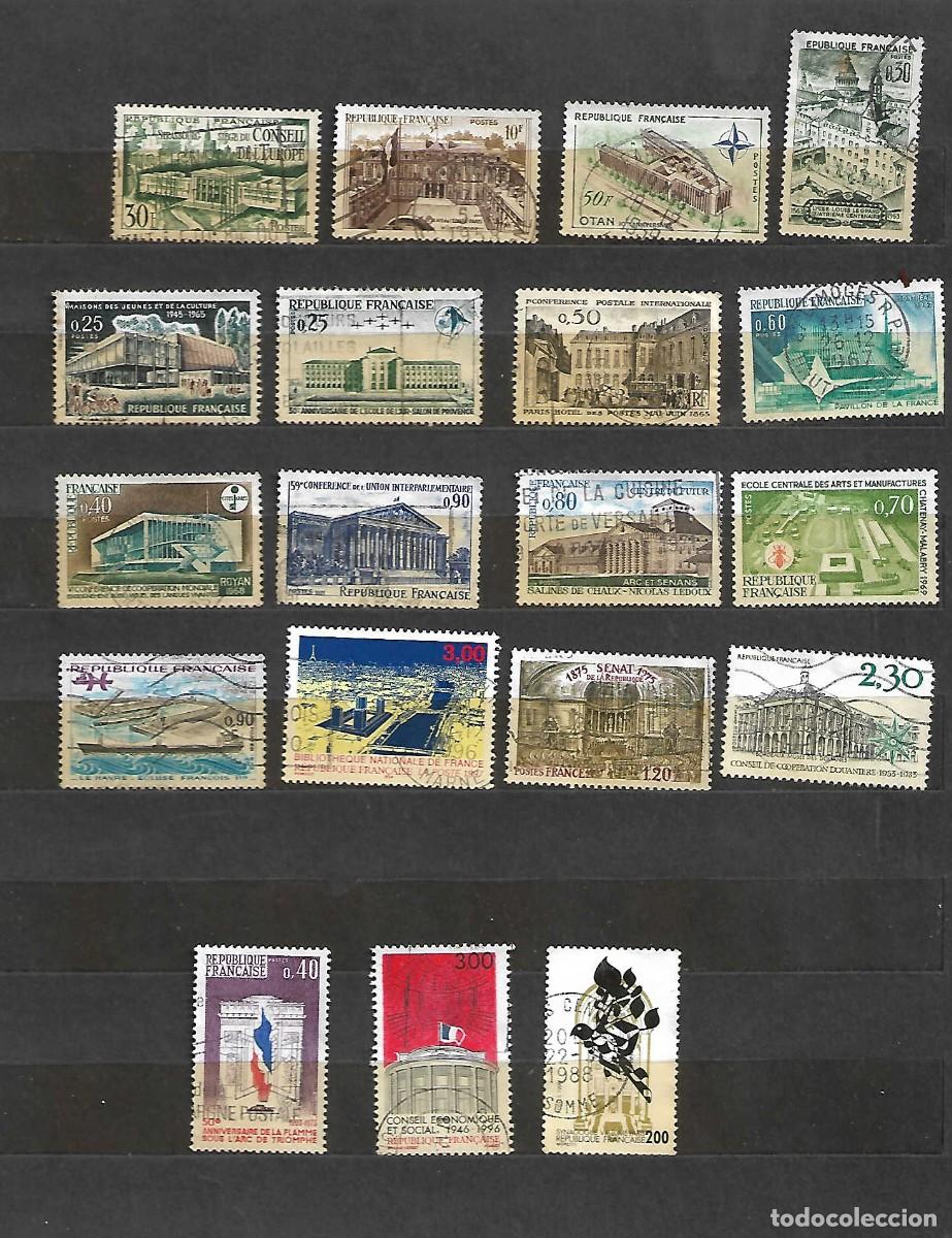 Sellos: lote de 19 sellos: Monumentos civiles. Francia . Sellos a&ntilde;os 1952/96