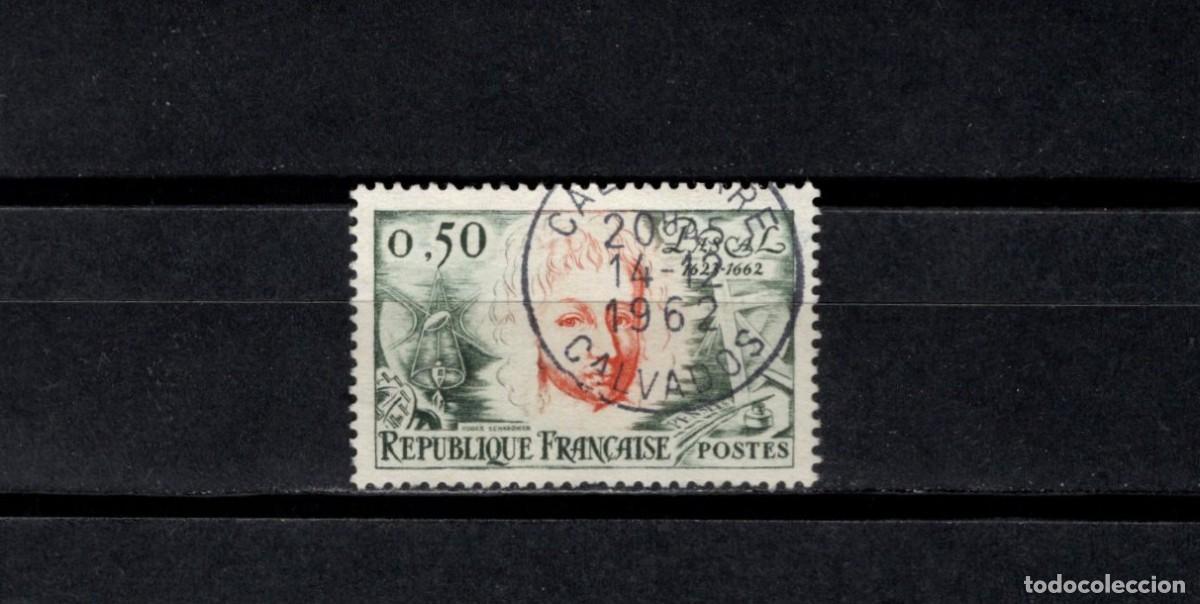 Sellos: Sello usado. III Centenario F&iacute;sico Blaise Pascal. Sello de 0,60 francos. 1962. Yvert