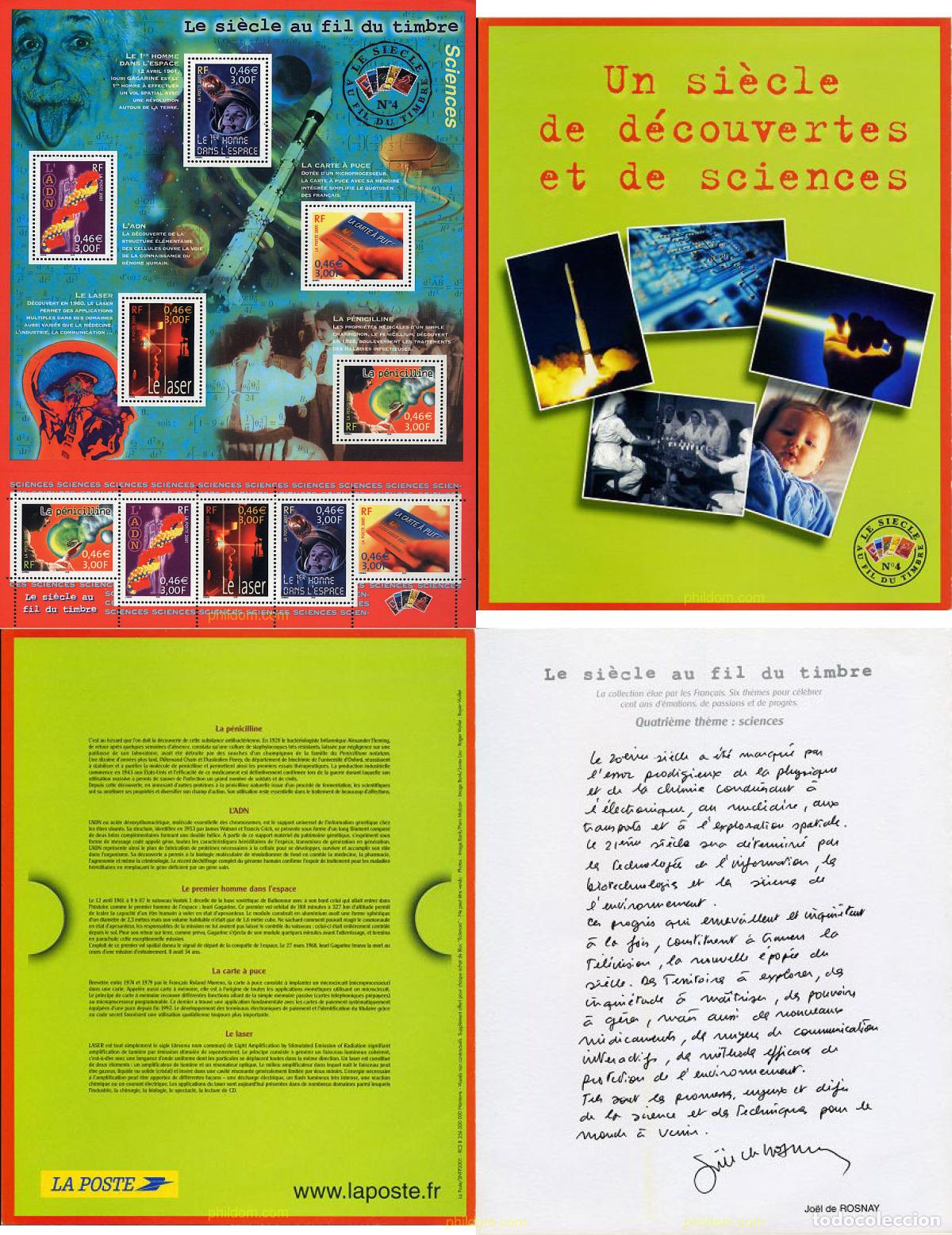 Sellos: 210490 MNH FRANCIA 2001 EL SIGLO A TRAVES DEL SELLO. CIENCIAS