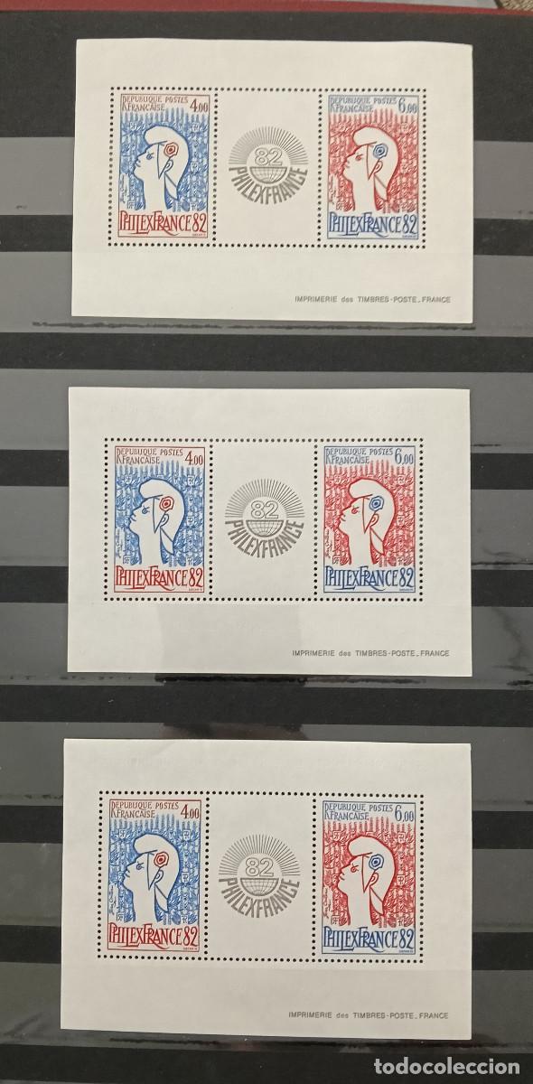 Stamps: Francia 1982 Yvert BF 8 (2216 - 2217) x3 MNH** Hoja Bloque Philexfrance '82 Tipo Marianne Cocteau