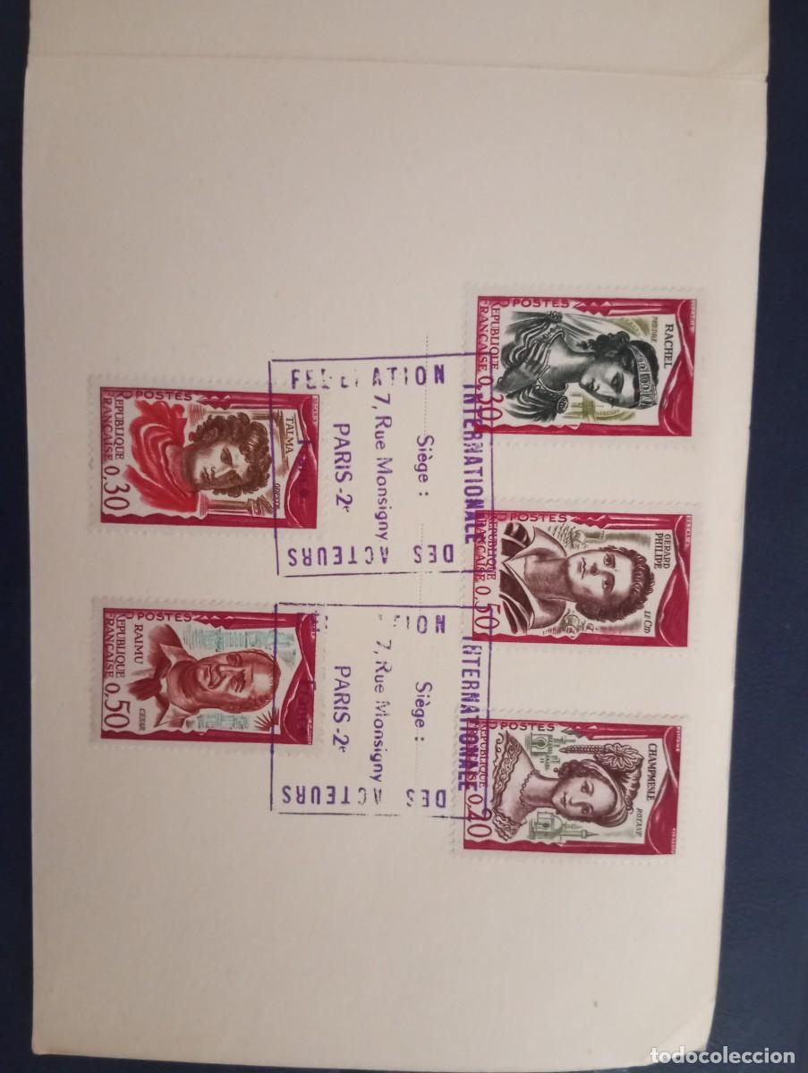 Sellos: FRANCIA,1961 , COMEDIANTES FRANCESES, TARJETA ESPECIAL