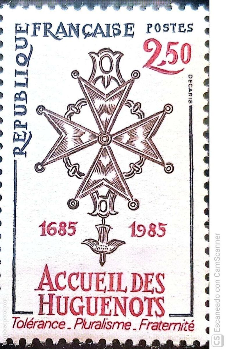 Sellos: Francia. 2380 Aniversario de la revocaci&oacute;n del Edicto de Nantes, suprimiendo los derechos de los hug