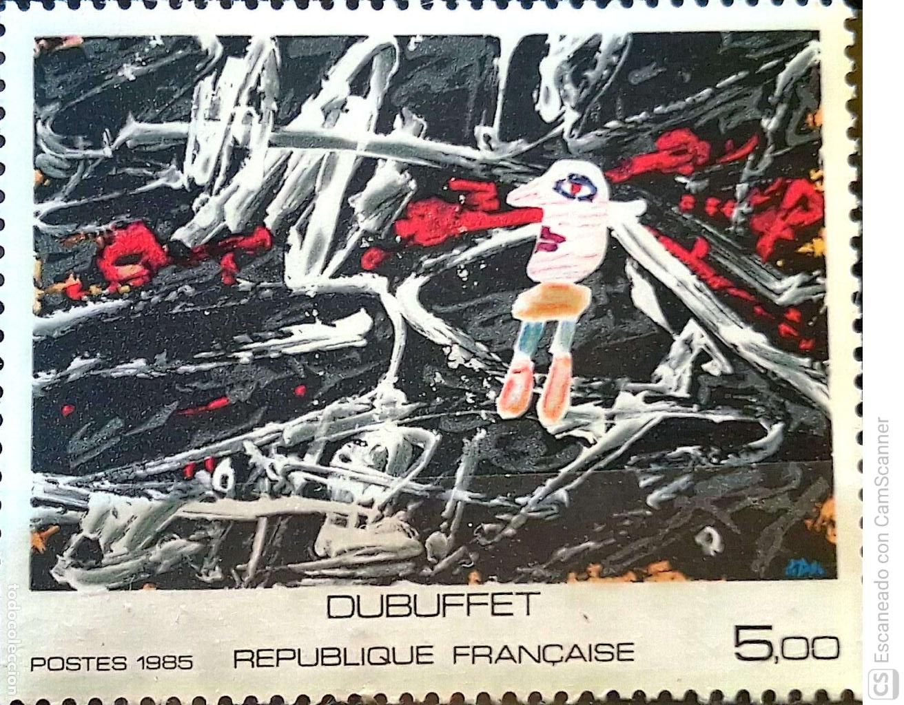 Sellos: Francia. 2381 Serie art&iacute;stica: L'egar&eacute; , obra de Dubuffet. 1985Sellos nuevos y numeraci&oacute;n Yvert