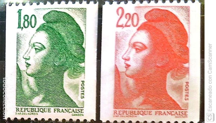 Sellos: Francia. 2378/79 Tipo Libertad, procedentes de rollo. 1985Sellos nuevos y numeraci&oacute;n Yvert