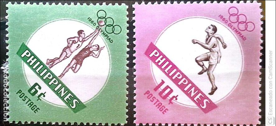 Sellos: Filipinas. 506/07 Juegos Ol&iacute;mpicos de Roma: Basquet y Carrera a pie. 1960. Sellos nuevos y numeraci&oacute;