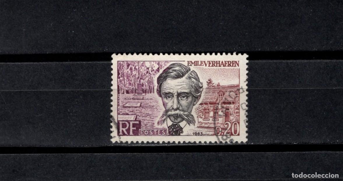 Sellos: Sello usado. Personajes europeos. &Eacute;mile Verhaeren. Sello de 0,20 francos. 1963. Yvert 1383.