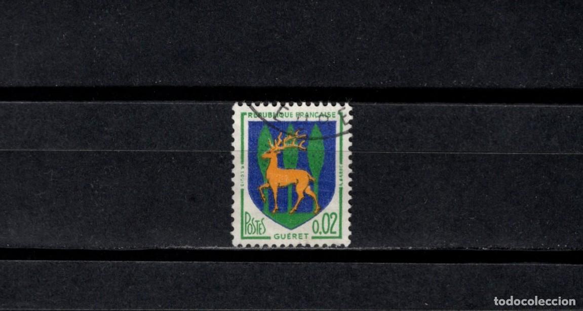 Sellos: Sello usado. Escudo de Gueret. Sello de 0.02 francos. 1964. Yvert 1351B.