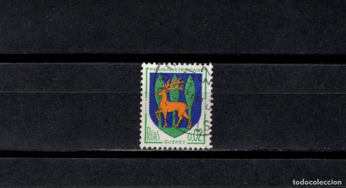 Sellos: Sello usado. Escudo de Gueret. Sello de 0.02 francos. 1964. Yvert 1351B.