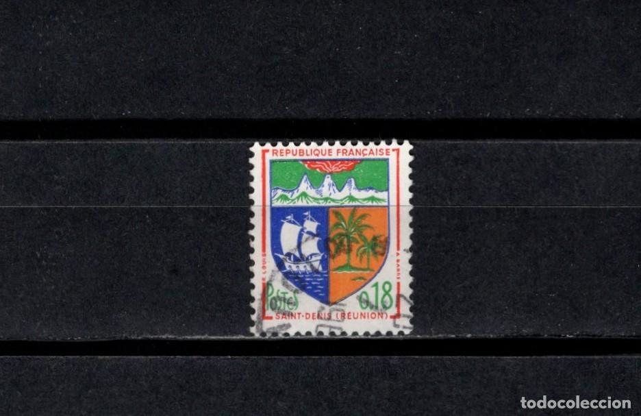 Sellos: Sello usado. Escudo de Saint Denis. Sello de 0,18 grancos. 1964. Yvert 1354A.