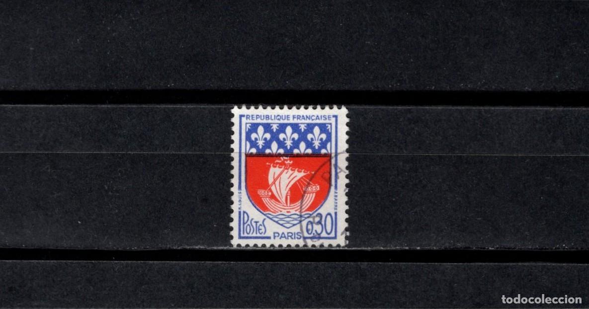 Sellos: Sello usado. Escudo de Paris. Sello de 0,30 francos. 1965. Yvert 1354B,