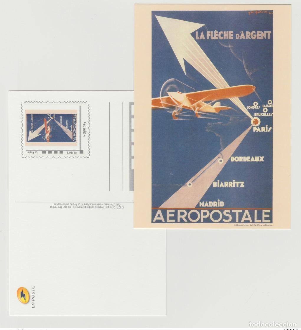 Sellos: Francia 2017 - Tarjeta postal Aeroposte la Fl&egrave;che d'Argent Plane Philaposte