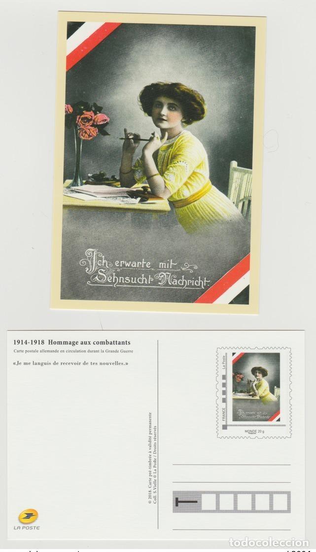 Sellos: Francia 2018 - Postal completa Estoy languideciendo 1914 Guerra Mundial 1918