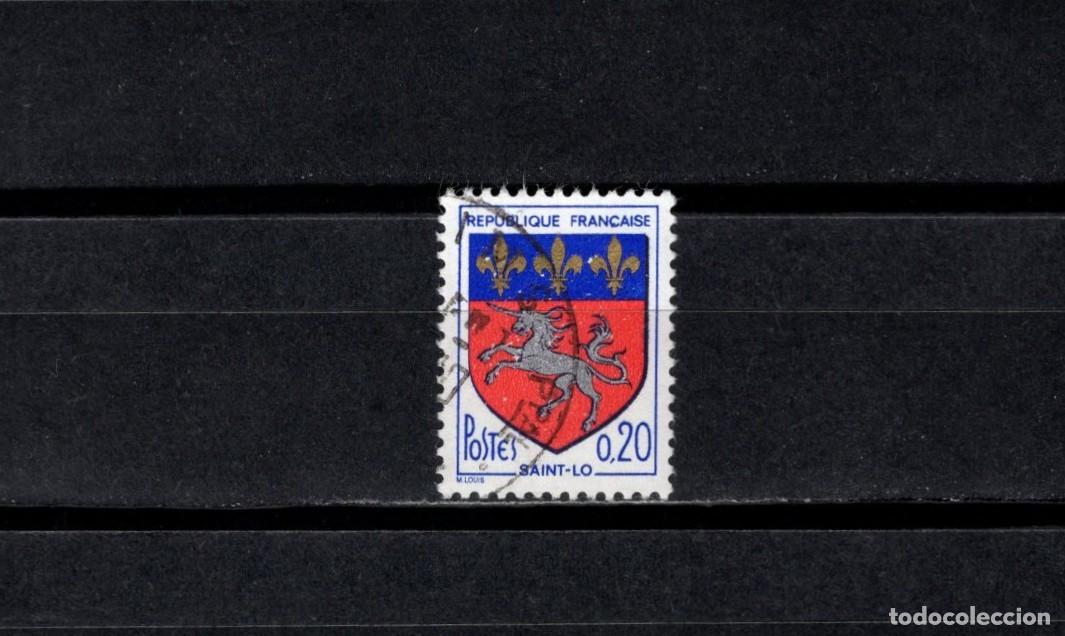 Sellos: Sello usado. Escudo de Saint Lo. Sello de 0,20 francos. 1966. Yvert 1510.