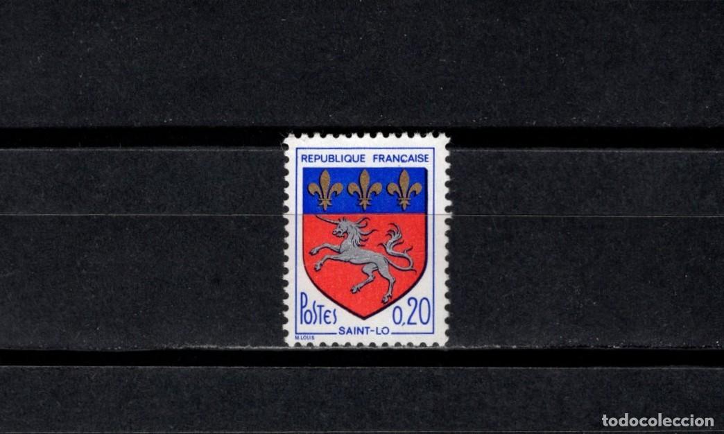 Sellos: Sello usado. Escudo de Saint Lo. Sello de 0,20 francos. 1966. Yvert 1510.